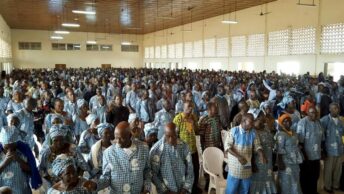 large group of people in church