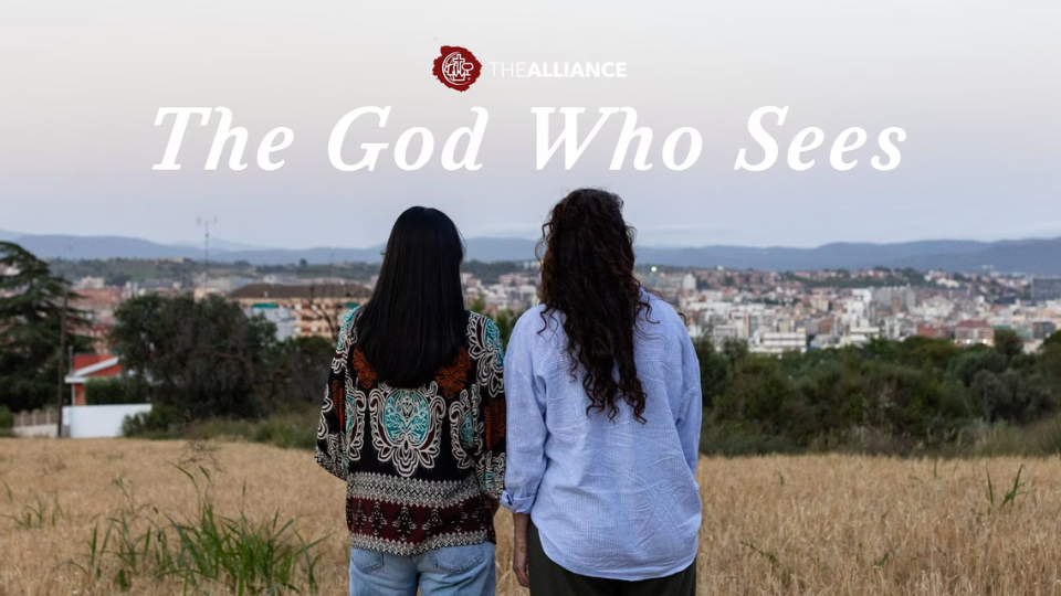 a photo of two women standing together from behind. Text above them says 